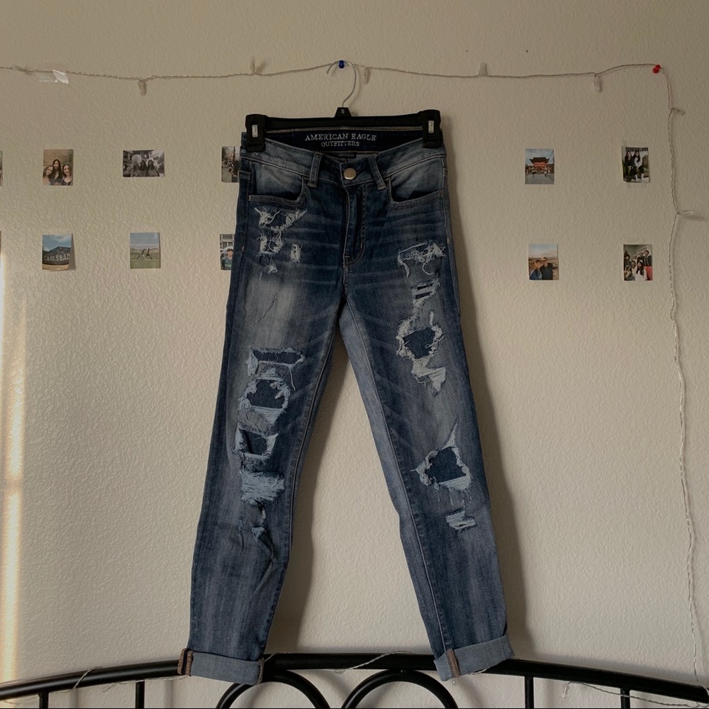 American Eagle Ripped Patched Jeans